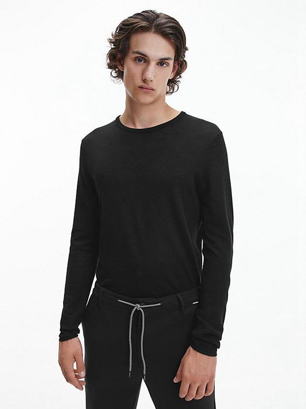 Calvin Klein USA Superfine Wool Jumper Mens Sweater Black 2498716-MV